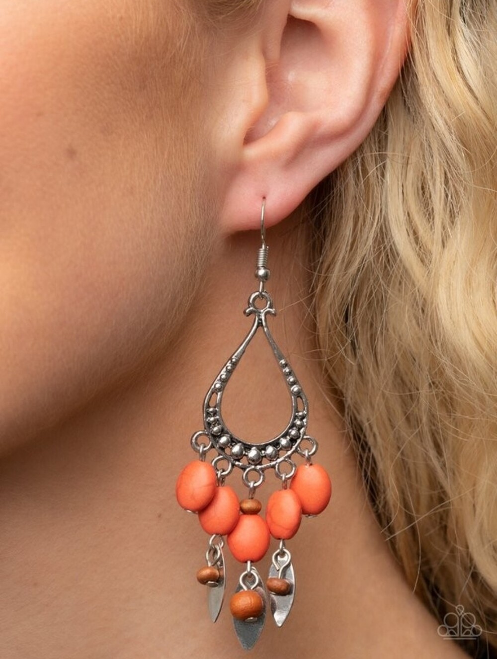 Paparazzi Earring Adobe Air Orange Dangle Boho